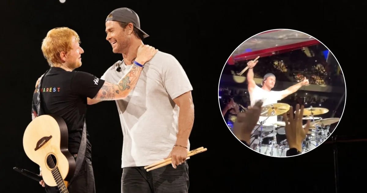 Chris Hemsworth Surprises Ed Sheeran Playing Drums at Concert