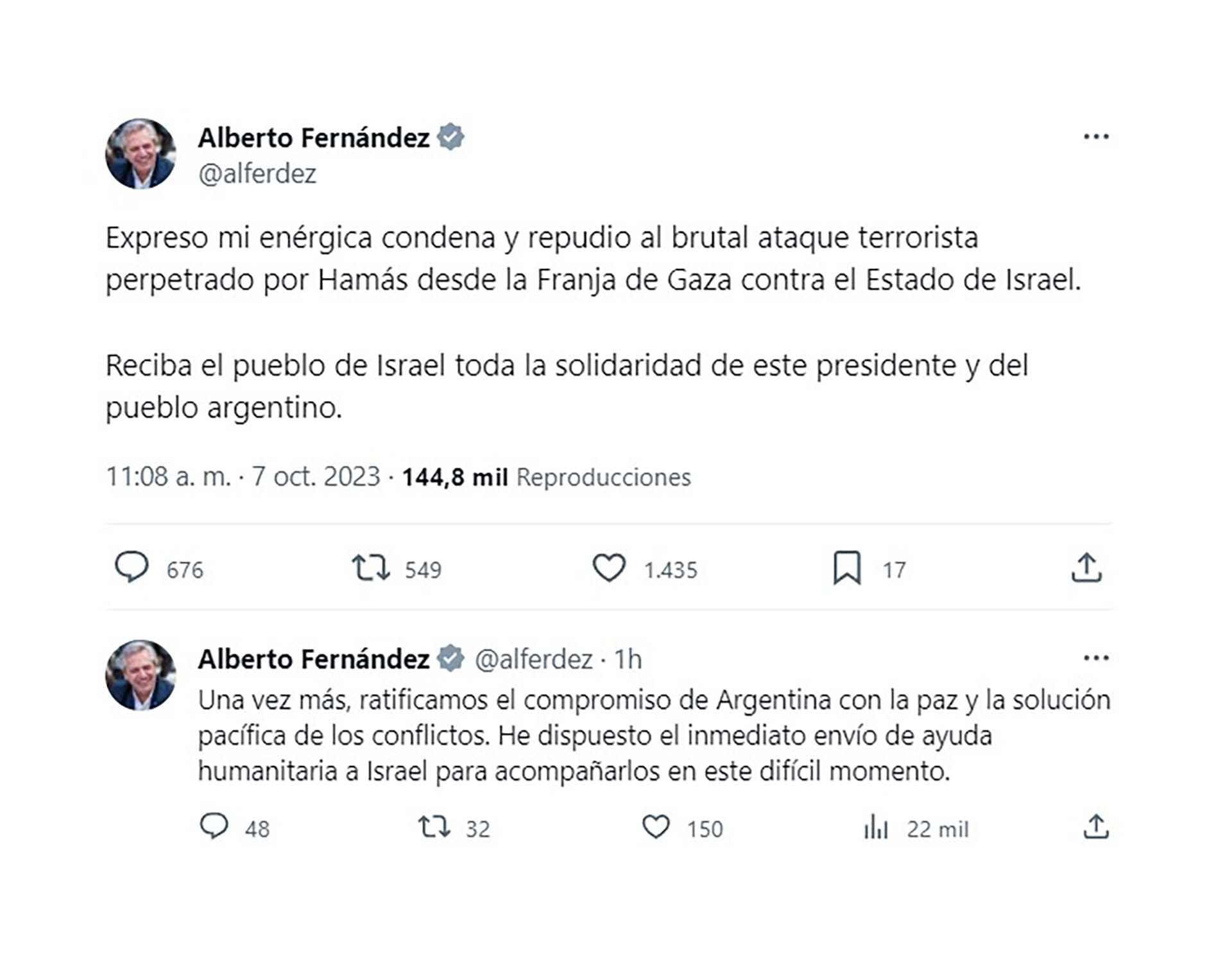 Alberto Fernández sobre los ataques de Israel