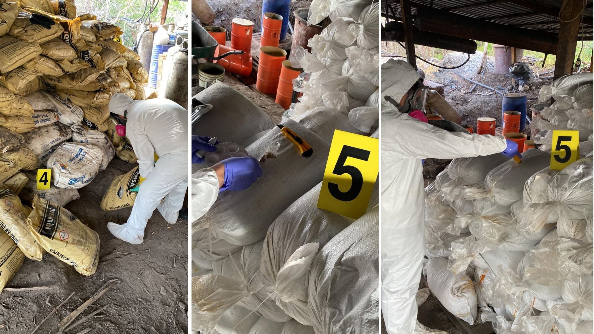 Materiales hallados en un laboratorio clandestino en Nuevo león  
(Foto: FGR)