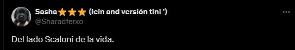 Este fue el momento donde la usuaria dio a conocer la reacción de Scaloni - crédito @Sharadferxo / X