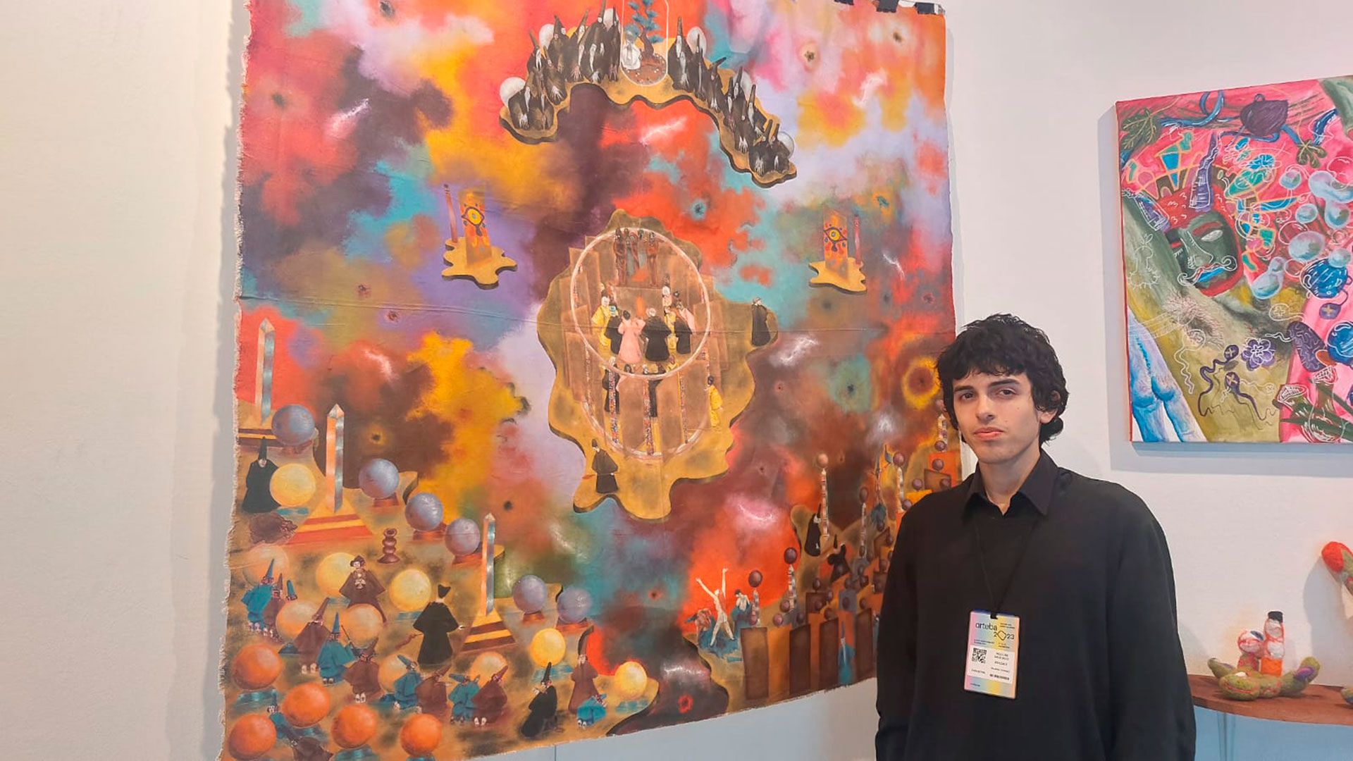 Nicolás Santiago y "El oráculo" un lienzo repegable, pintado al óleo 