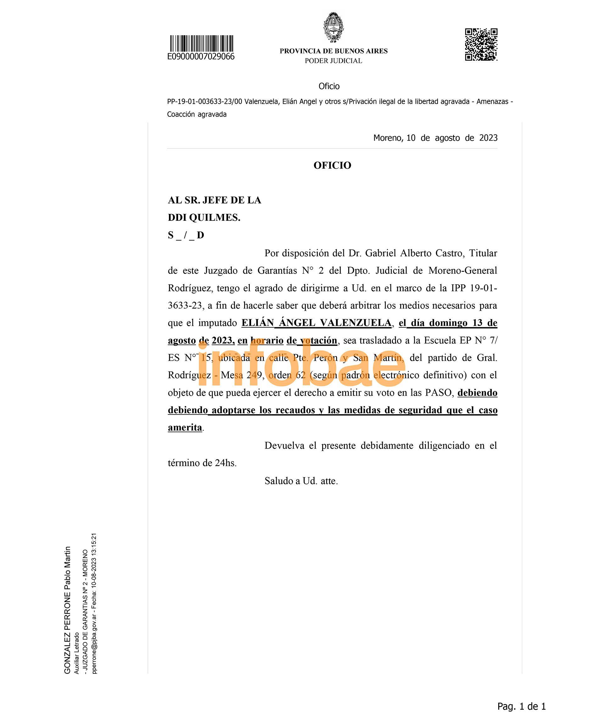 El pedido de Diego Storto para que L-Gante pueda salir a votar en las PASO