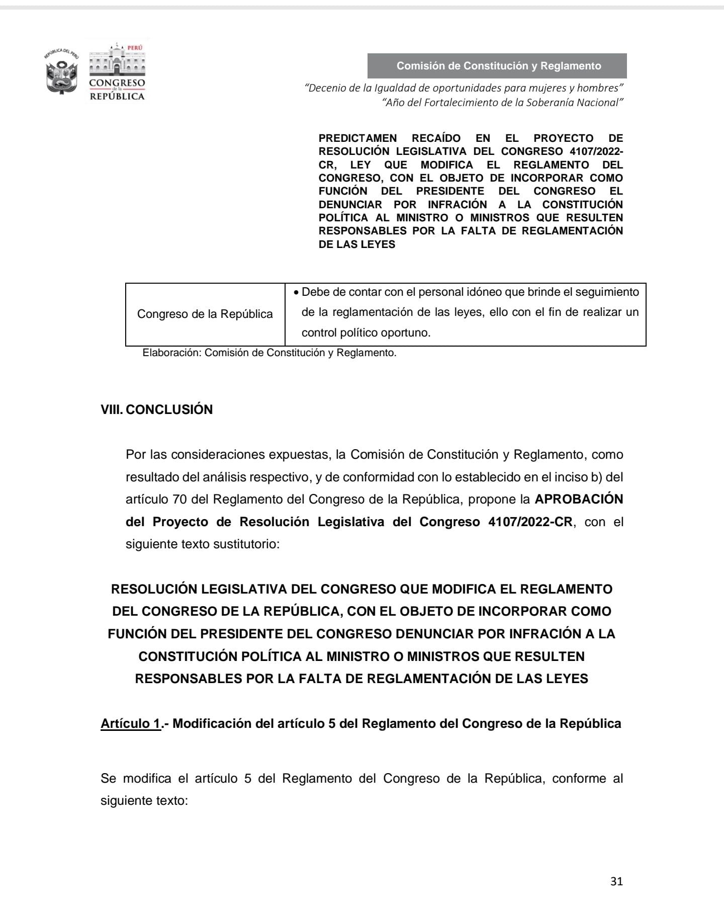 Presidente Del Congreso Podrá Denunciar Por Infracción Constitucional A Ministros Que No 1062