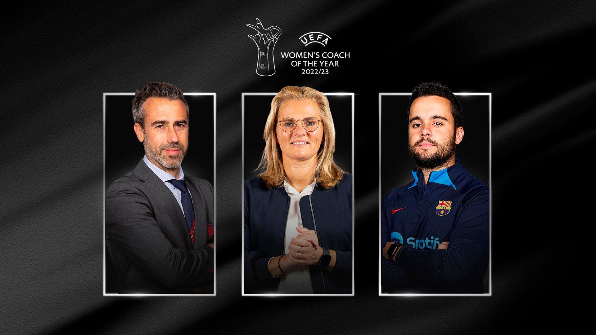 Sarina Wiegman (Inglaterra)  le ganó el premio a Jorge Vilda (España) y Jonatan Giráldez (Barcelona), nominados al premio Entrenador/a del Año de la UEFA 2022/23 en el fútbol femenino