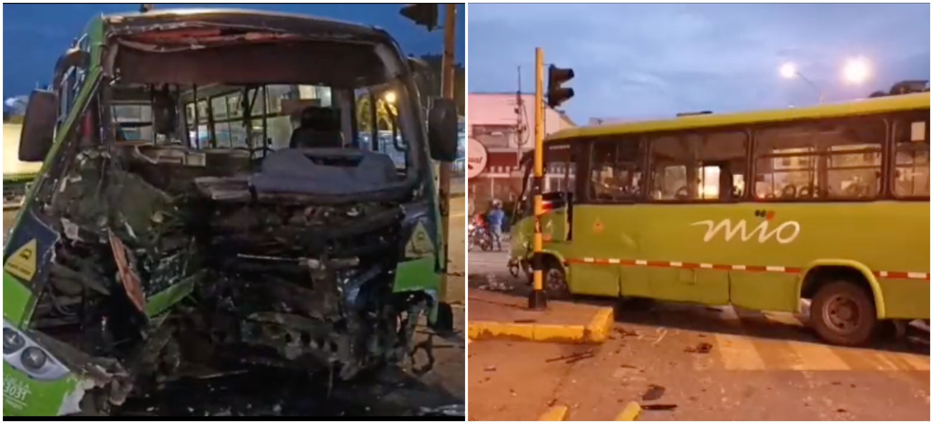 Imágenes del accidente de Freddy Rincón en Cali. Un articuladio del MIO se vio involucrado. Fotos: Twitter @mapiaguilars