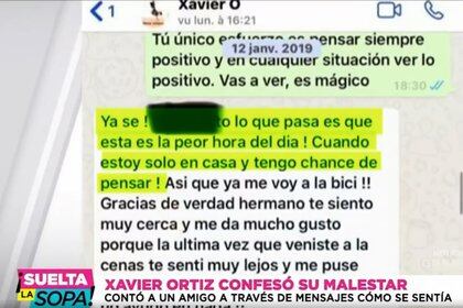 La conversación que tuvo Xavier Ortiz con amigos con quienes habló sobre los constantes problemas por los que pasaba (Imagen: Suelta La Sopa)