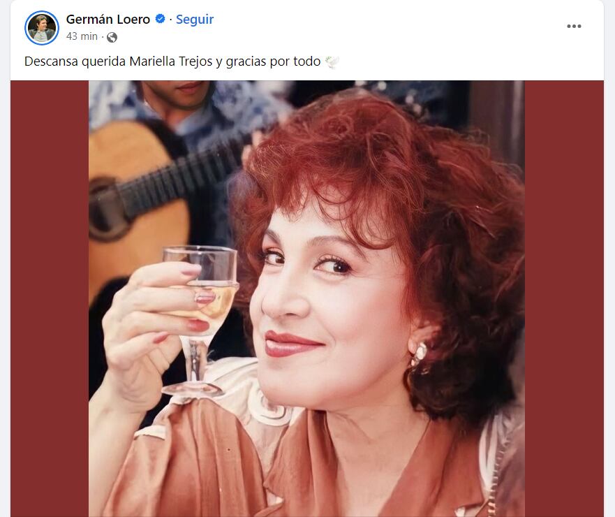 Germán Loero se despide de Mariella Trejos. (Facebook)