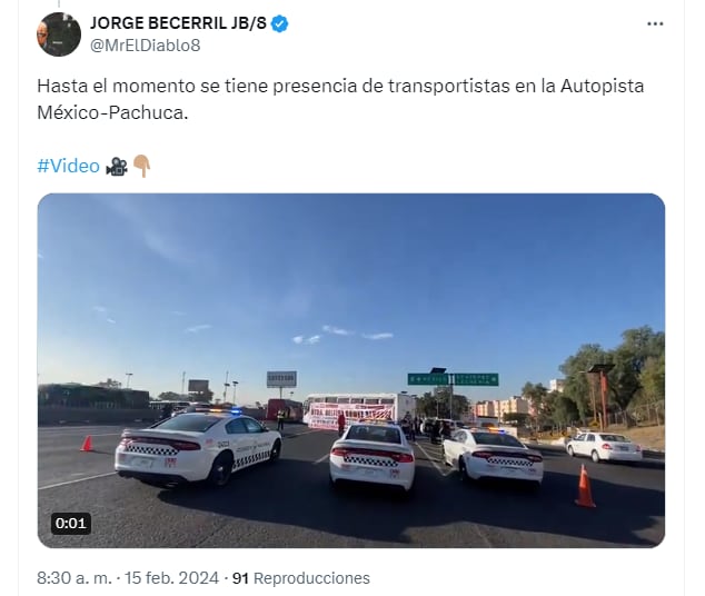 Transportistas se plantan sobre la México-Pachuca (@MrElDiablo8 | Captura de Pantalla)