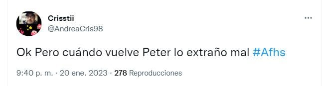 Usuarios piden el regreso de Peter. (Twitter)