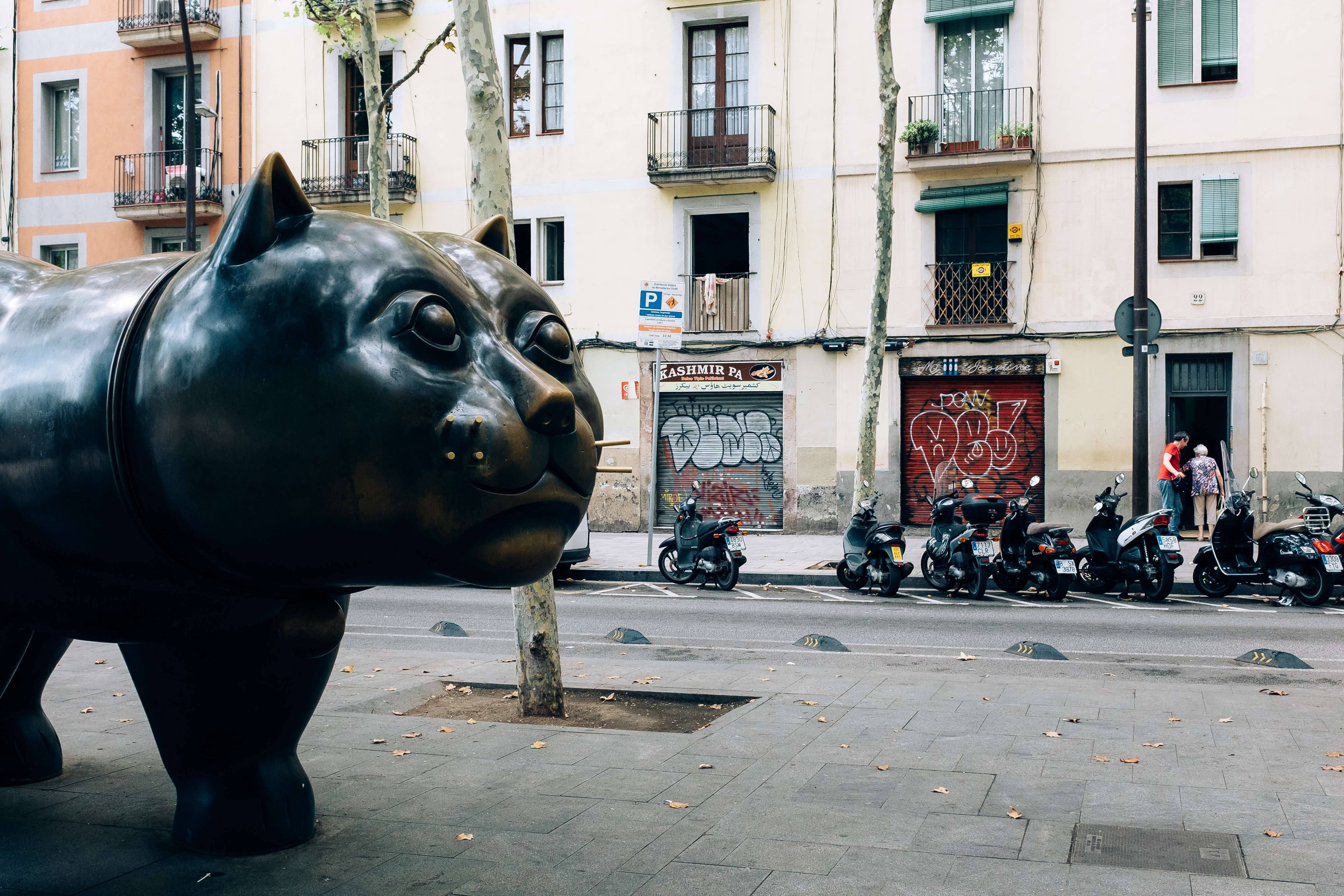 Instalado en el paso de la Rambla, el "Gato" de Fernando Botero es considerado como uno de los emblemas de Barcelona - crédito Raquel Maria Carbonell Pagola/Getty Images