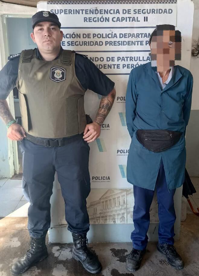 Raúl S. tras ser detenido por el Comando de Patrullas de Presidente Perón