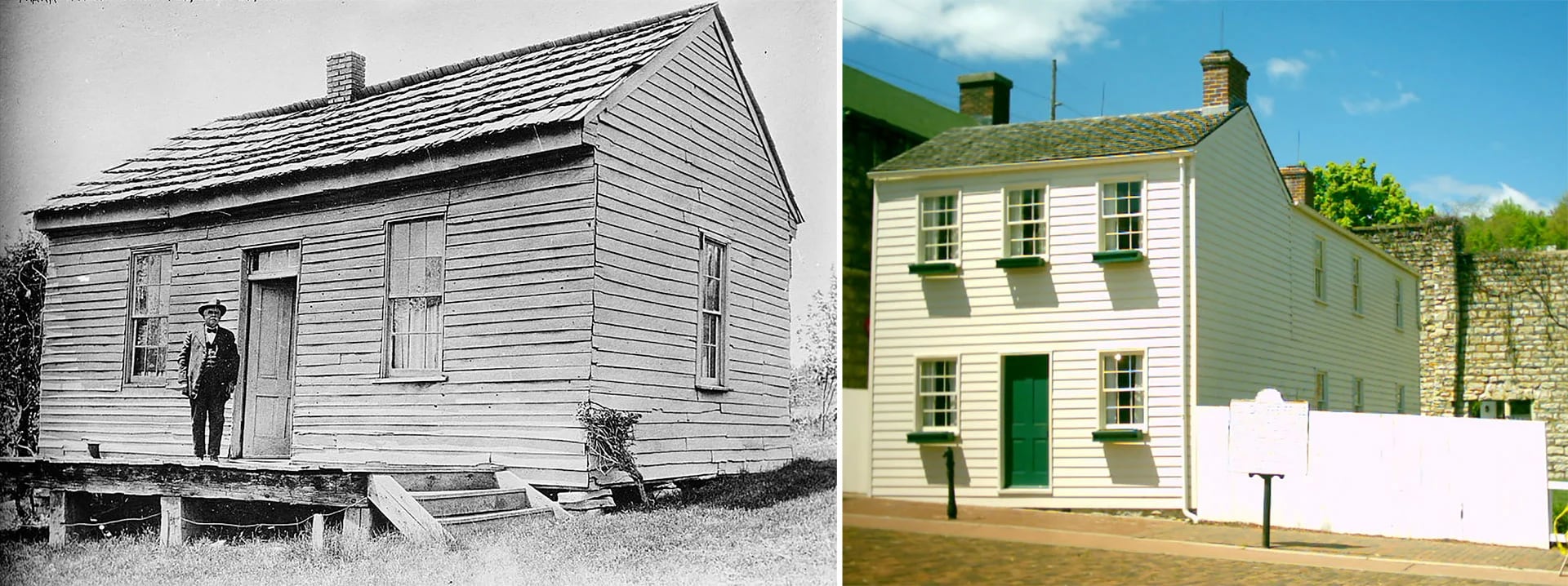 A la izquierda, la casa donde nació en Florida y a la derecha, su hogar en Hannibal