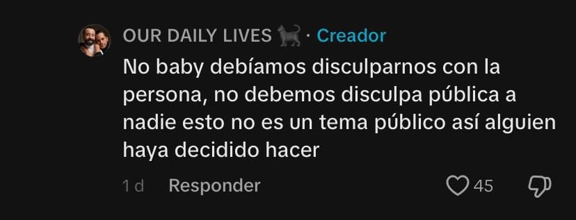 Jose respondió a los comentarios de sus eguidroes, explicando que ya se disculpó, aunque en privado - crédito Our daily lives