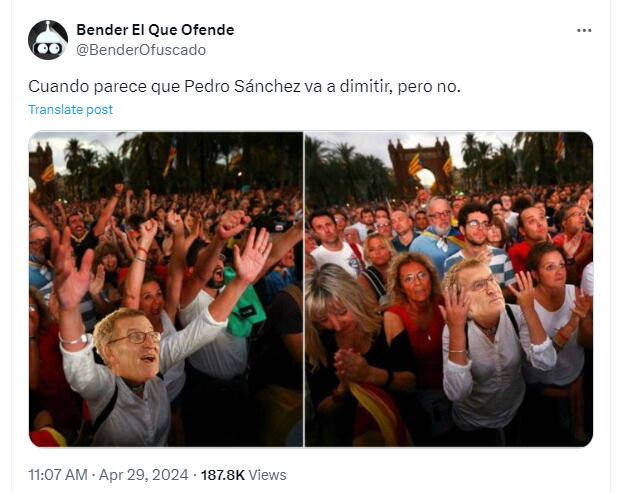 Meme de la no dimisión de Pedro Sánchez (@BenferOfuscado)