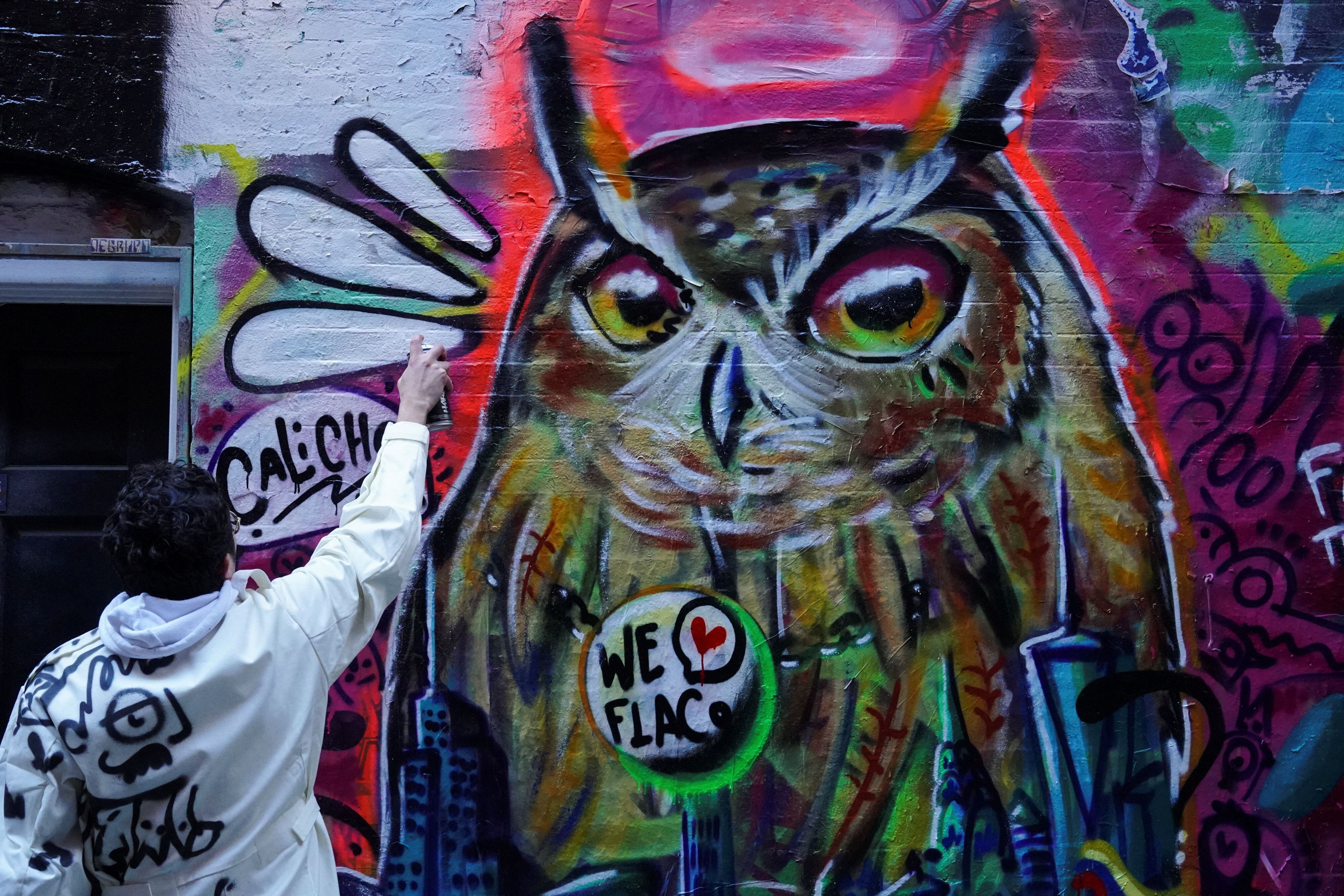 Un mural fue pintado en honor a la emblemática ave. (REUTERS/Bing Guan)