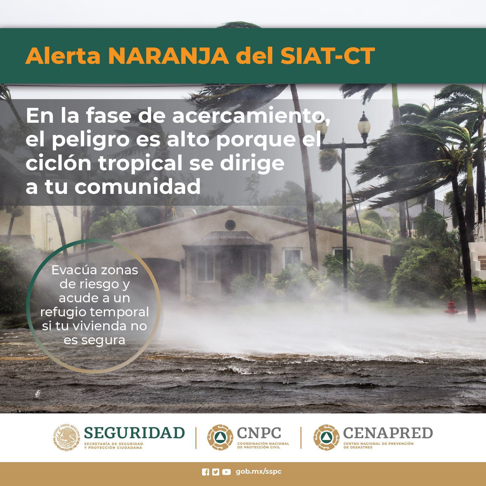 Alerta de Protección Civil por lluvias fiuertes en Baja California Sur ocasioando por Huracán Norma (@CNPC_MX/X)