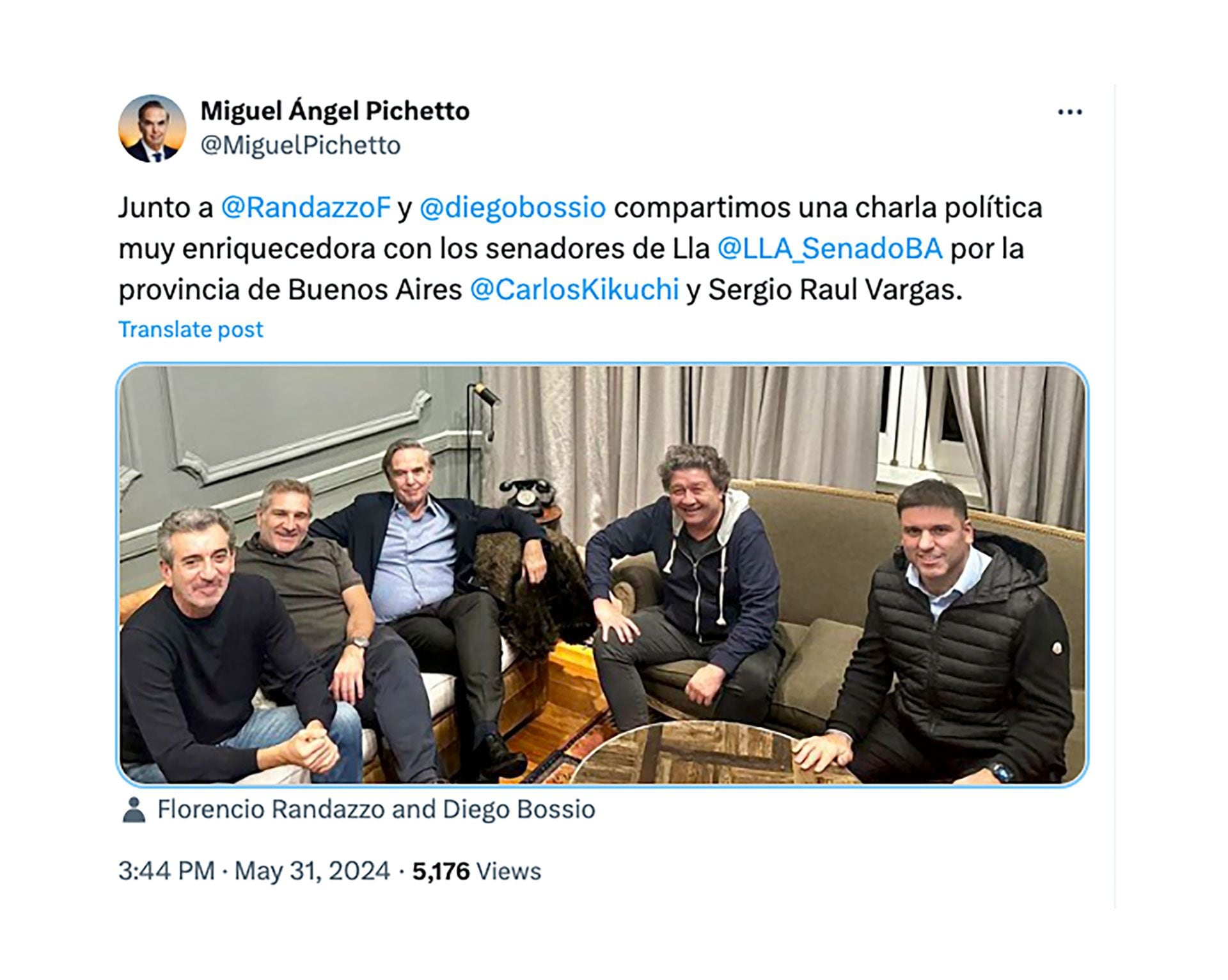 Miguel Ángel Pichetto, Carlos Kikuchi, Florencio Randazzo, Diego Bossio