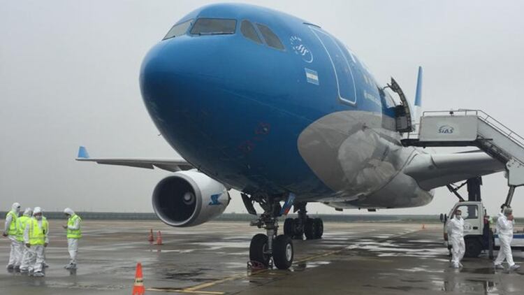 Uno de los vuelos de Aerolíneas Argentina a China