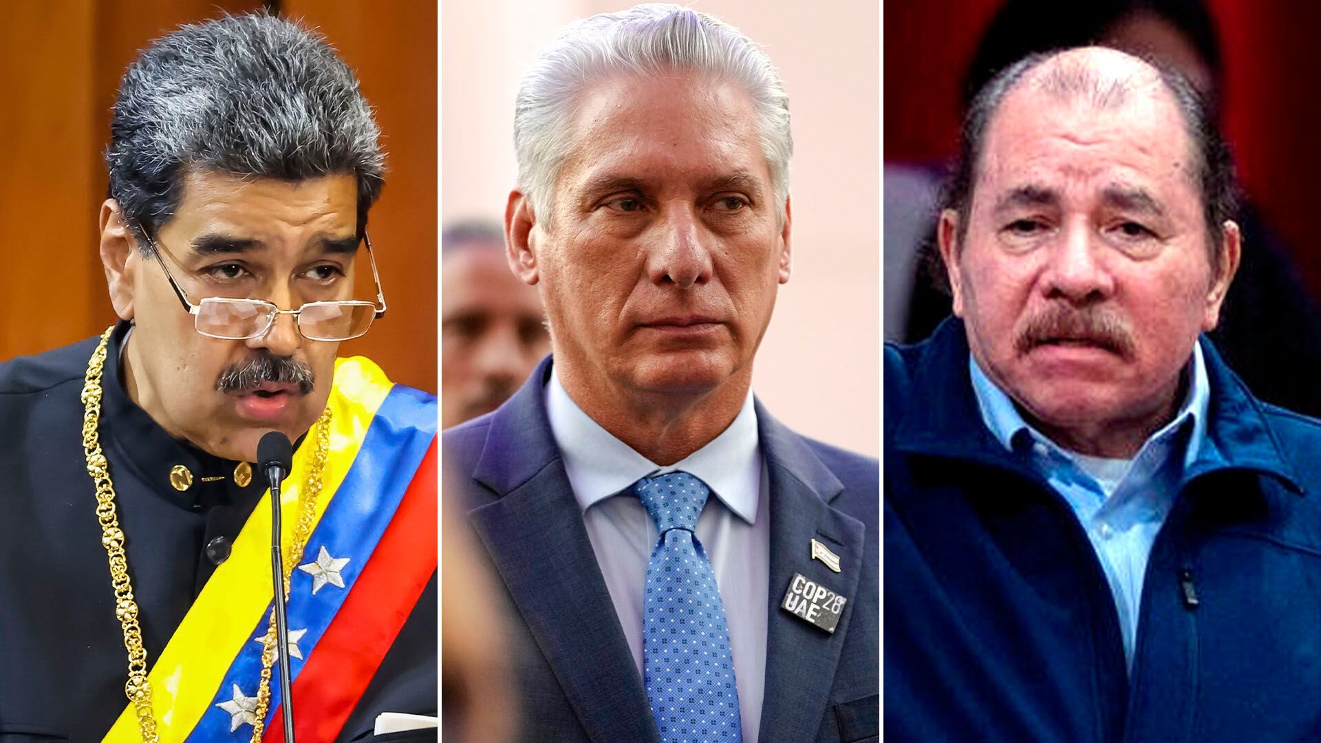 Nicolás Maduro, Miguel Díaz-Canel, Daniel Ortega partida