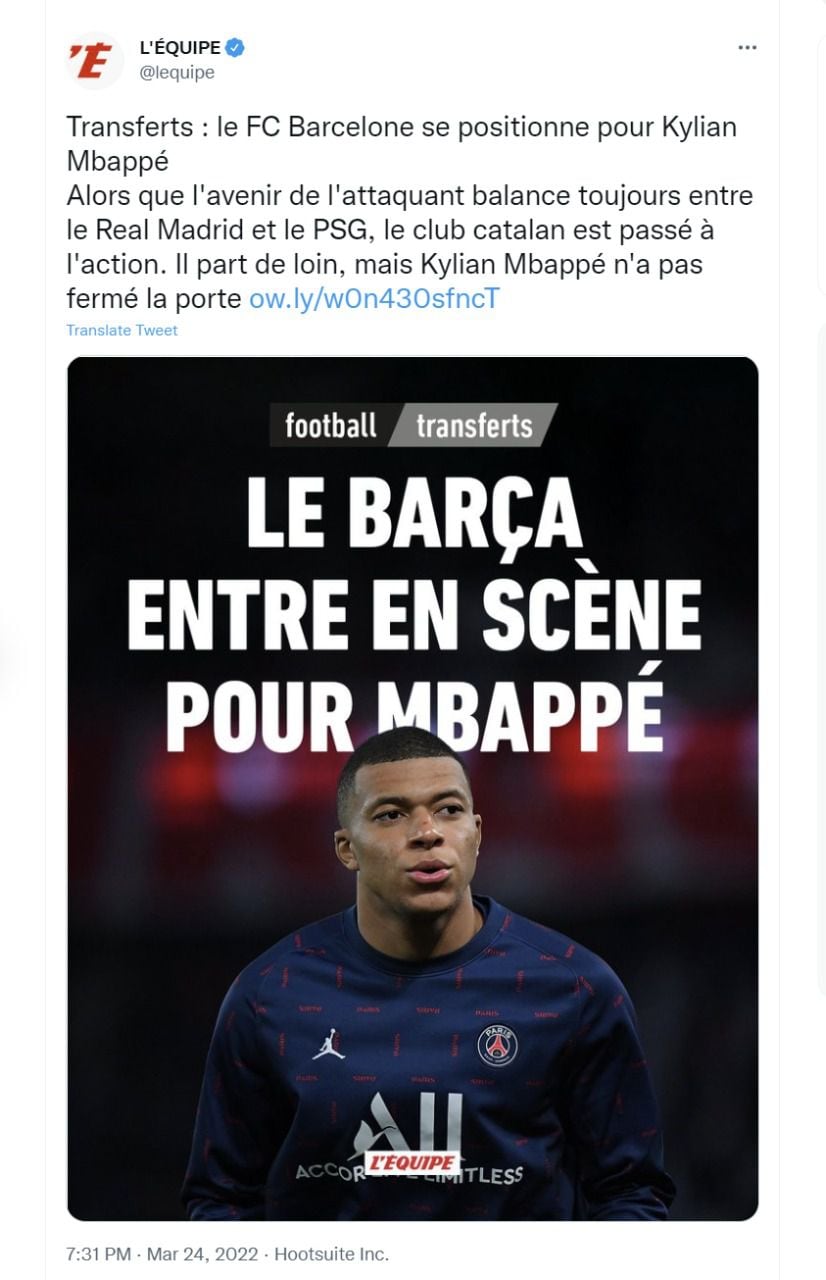 capture tweet from L'Equipe