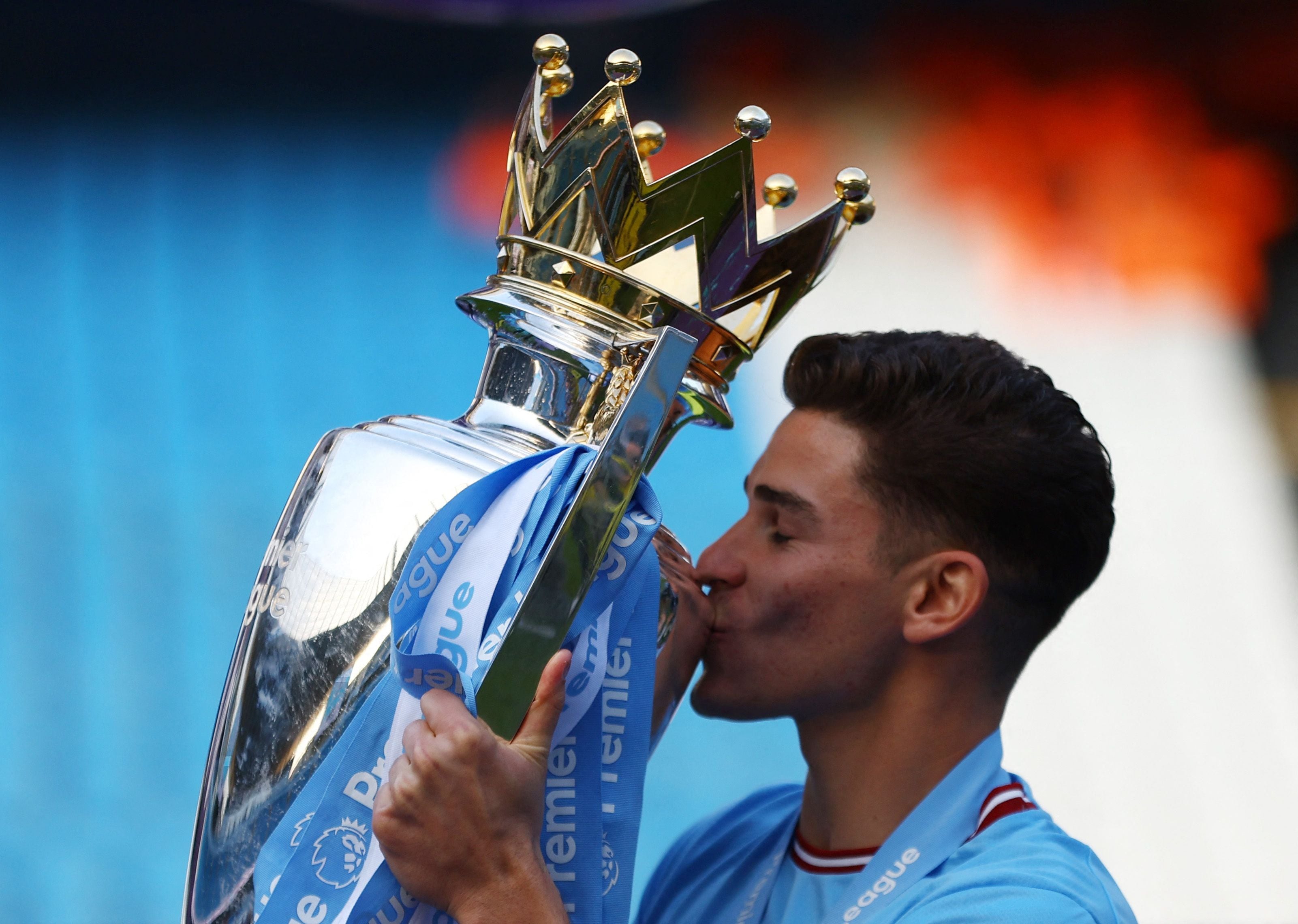 Julián Álvarez acaba de consagrarse en la Premier League tras la conquista en Qatar con la selección argentina (Reuters/Lee Smith)