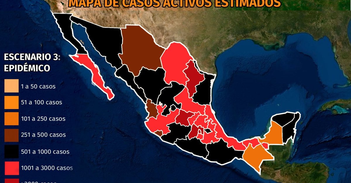 Map of coronavirus in Mexico February 6: 13 of the 32 permanent states in red semiphora and 17 in orange