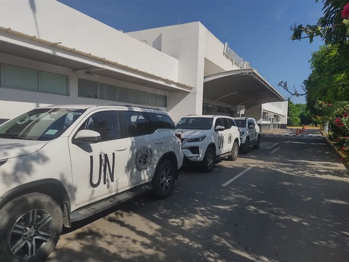 Camionetas de la ONU en el aeropuerto de Valledupar para el rescate del padre de Luis Díaz.