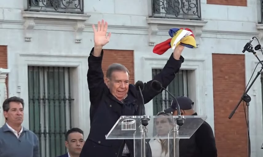 Edmundo González Urrutia llegó a la protesta en Madrid