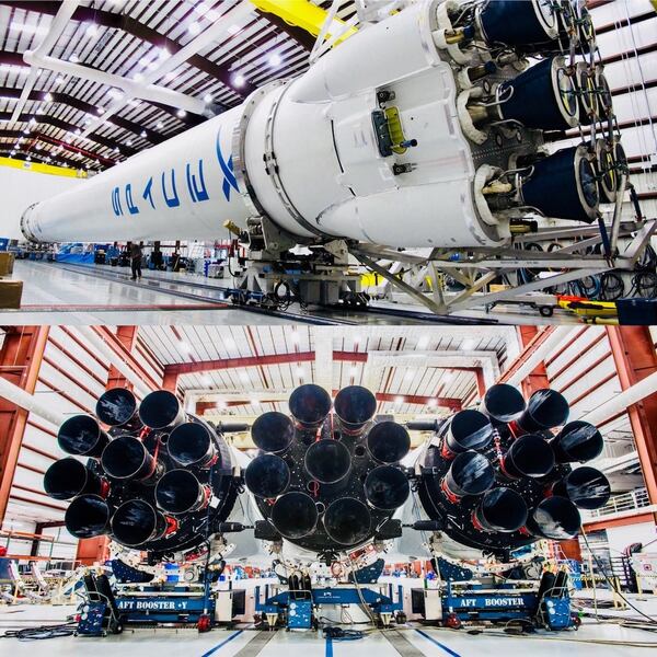Detalle de los 27 propulsores del Falcon Heavy