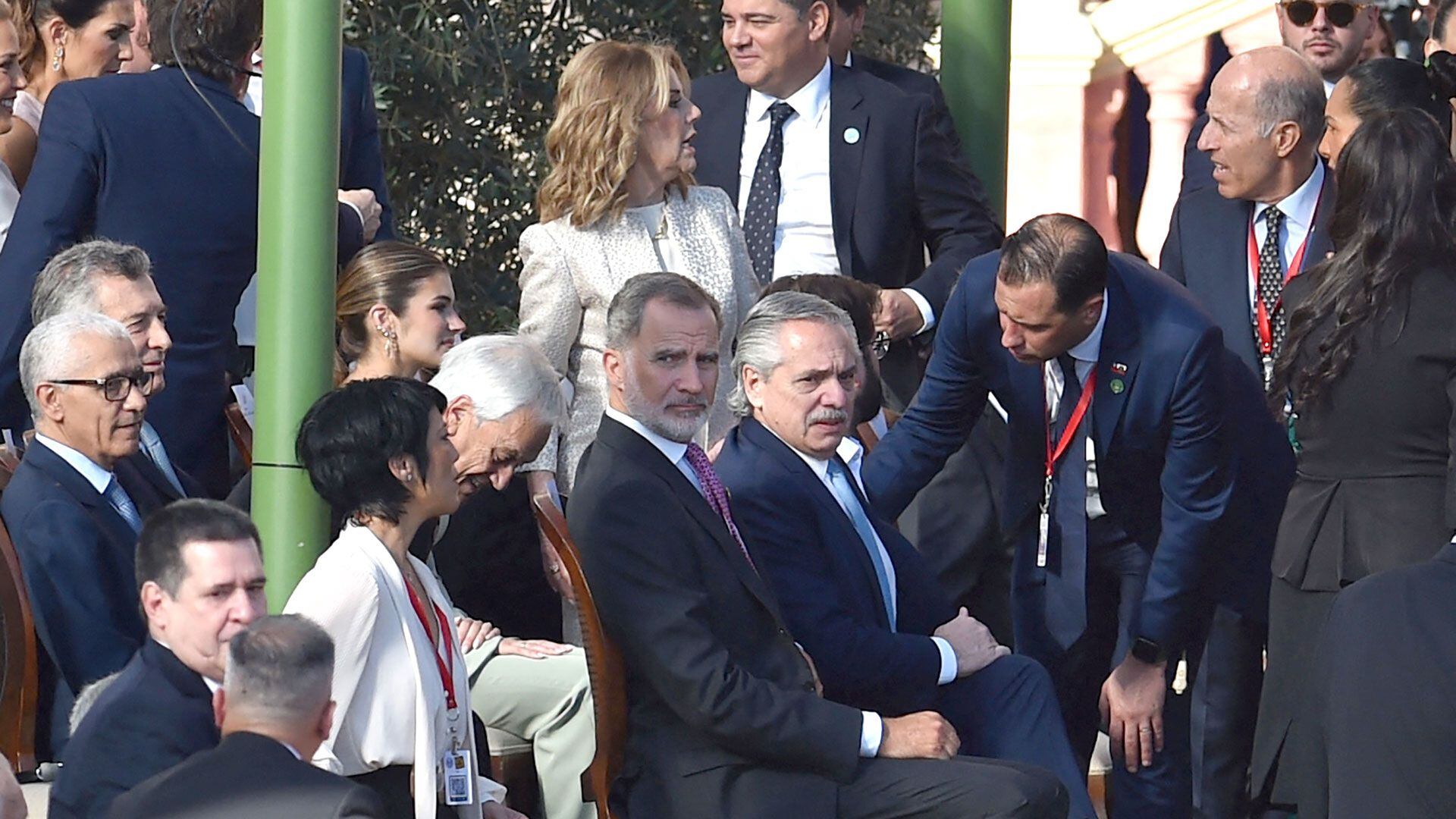 El rey Felipe VI de España y el presidente de Argentina, Alberto Fernández, entre los invitados a la ceremonia (Norberto DUARTE / AFP)