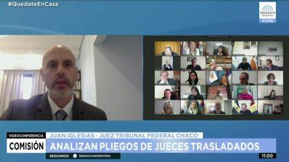 El juez Iglesias en la audiencia virtual con el Senado por su traslado