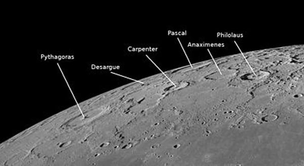 Los cráteres cerca de Philolaus, en la Luna