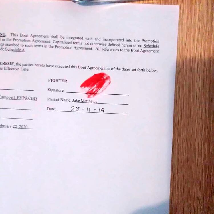 El contrato firmado con sangre de Jake Matthews (@jakematthewsufc)