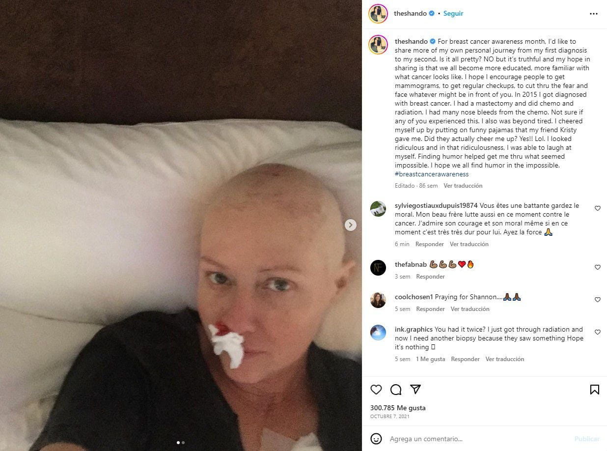 Shannen Doherty compartió en 2021 los estragos que le había dejado la quimioterapia y su forma de sobrellevar la enfermedad (Instagram/@theshando)