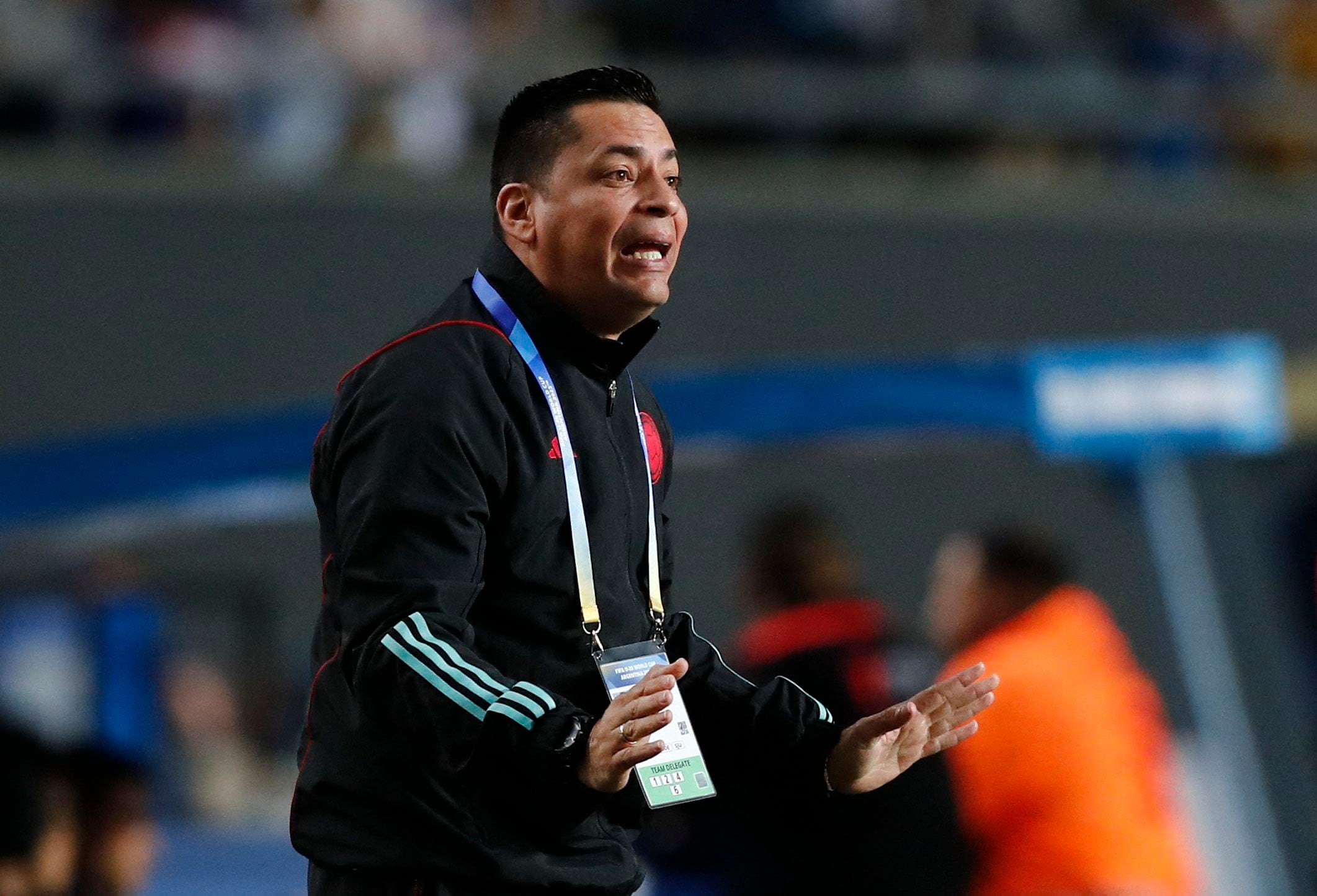 Soccer Football - FIFA U20 World Cup Argentina 2023 - Group C - Japan v Colombia - Estadio Unico Diego Armando Maradona, La Plata, Argentina - May 24, 2023 Colombia coach Hector Cardenas during the match REUTERS/Agustin Marcarian