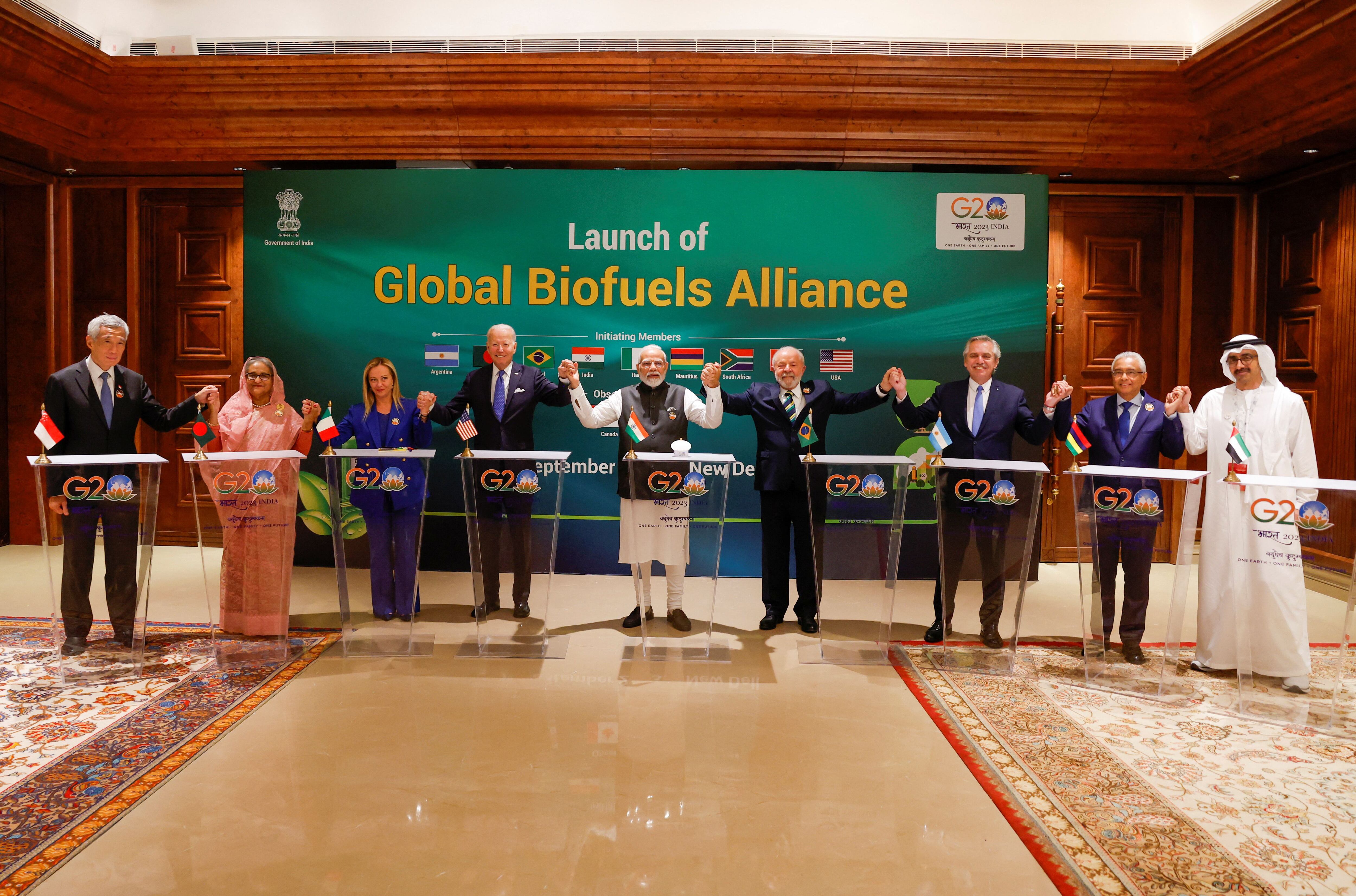 Los líderes del G20 en New Delhi, India (REUTERS/Evelyn Hockstein)