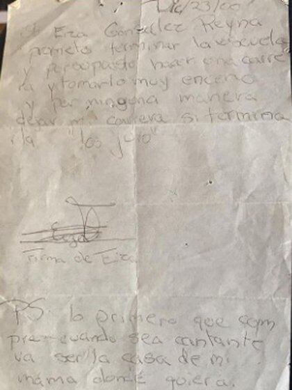 La carta que Eiza escribió cuando era niña (Foto: Instagram @eizagonzalez)