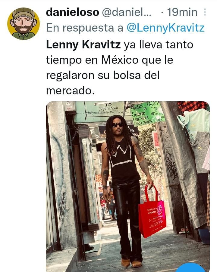 Foto editada de Lenny Kravitz con bolsa de mandado
Imagen:
Twitter