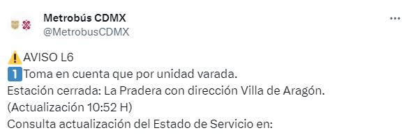 Se recomienda tomar precauciones ante el retraso de las unidades. 
Foto: TW MB CDMX