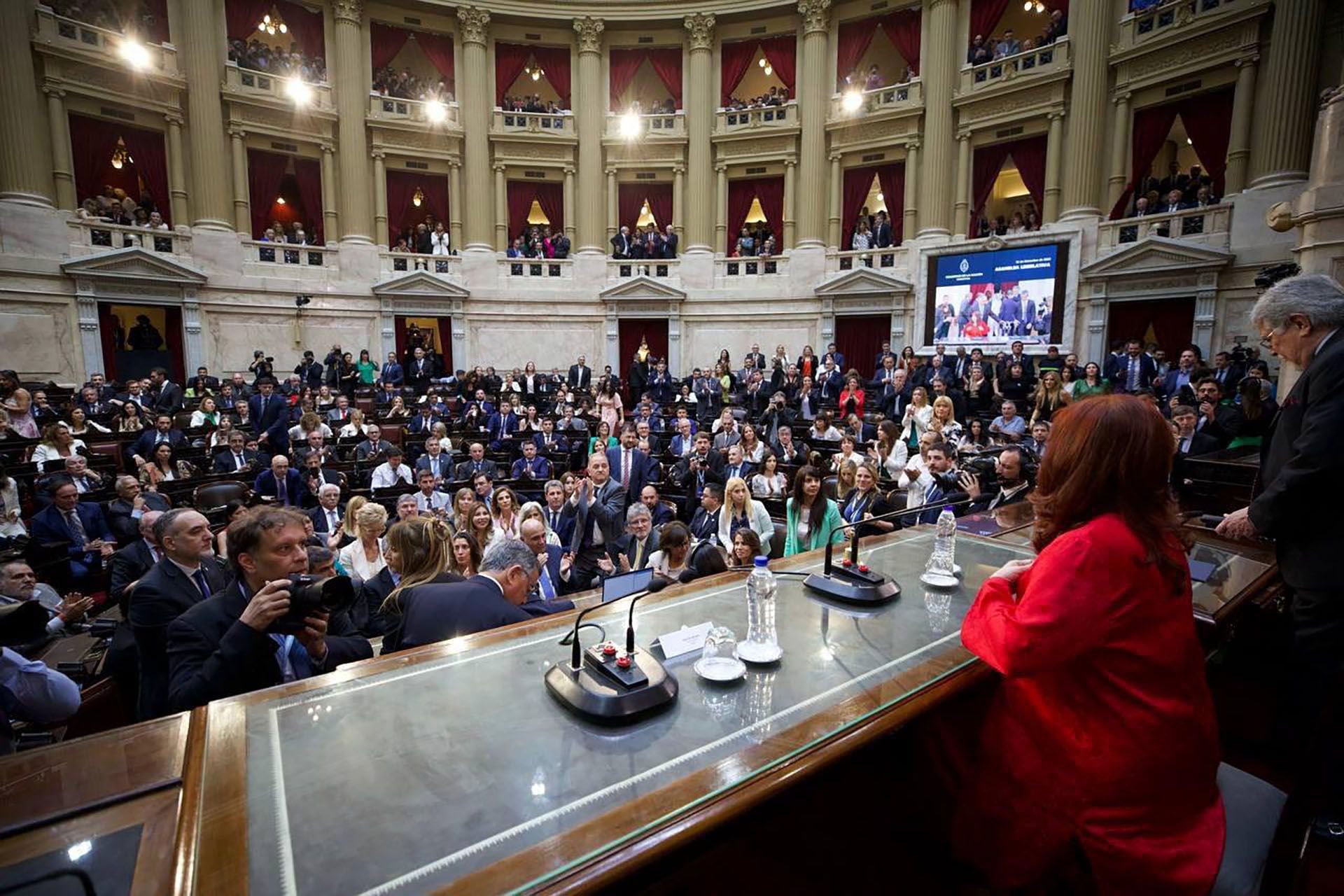 Cristina Kirchner durante la asunción de Javier Milei