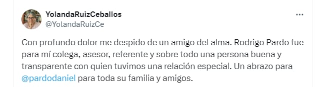 La periodista Yolanda Ruiz lamentó la muerte de su gran amigo - crédito Redes sociales/X