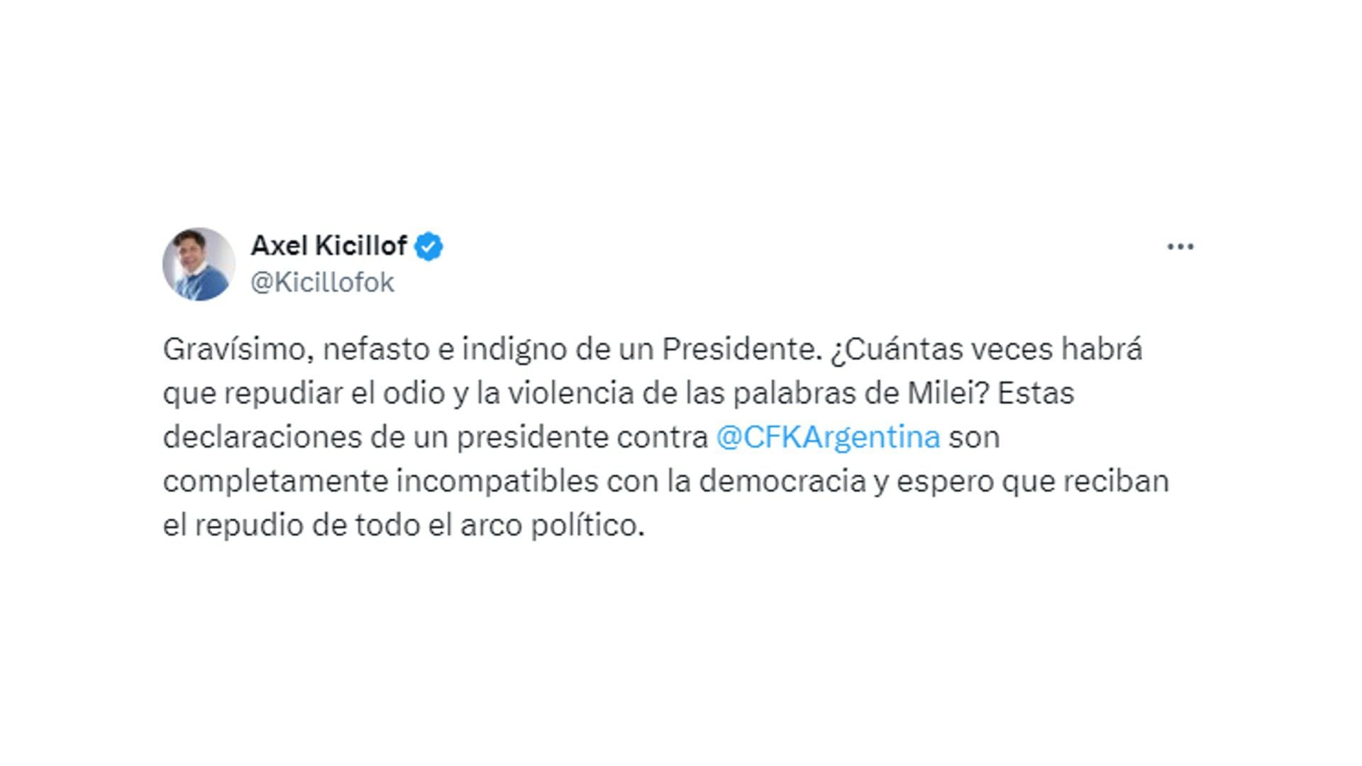 La reacción de Axel Kicillof