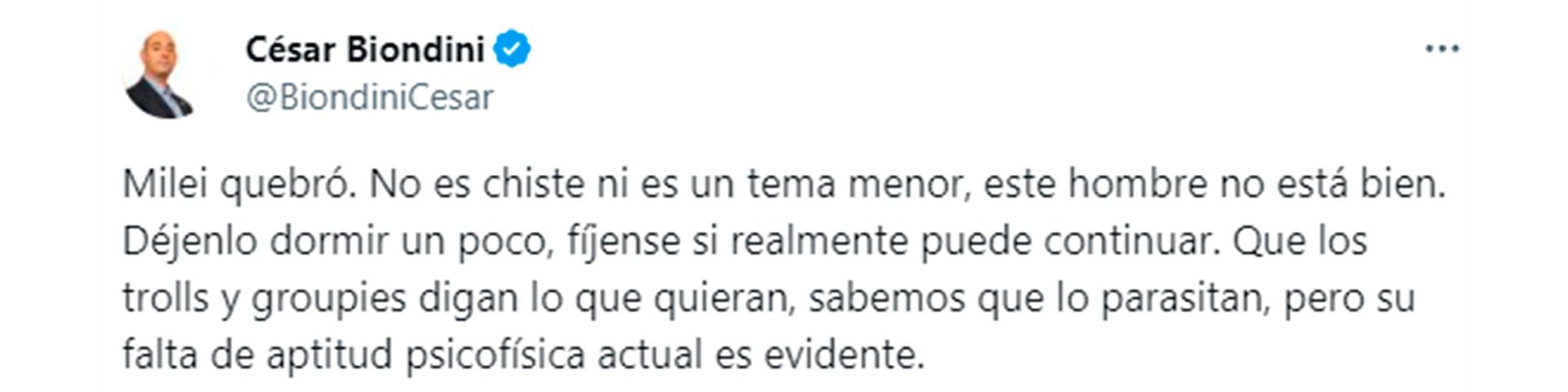 La reacción de César Biondini, ex precandidato a presidente por Frente Patriota Federal. 