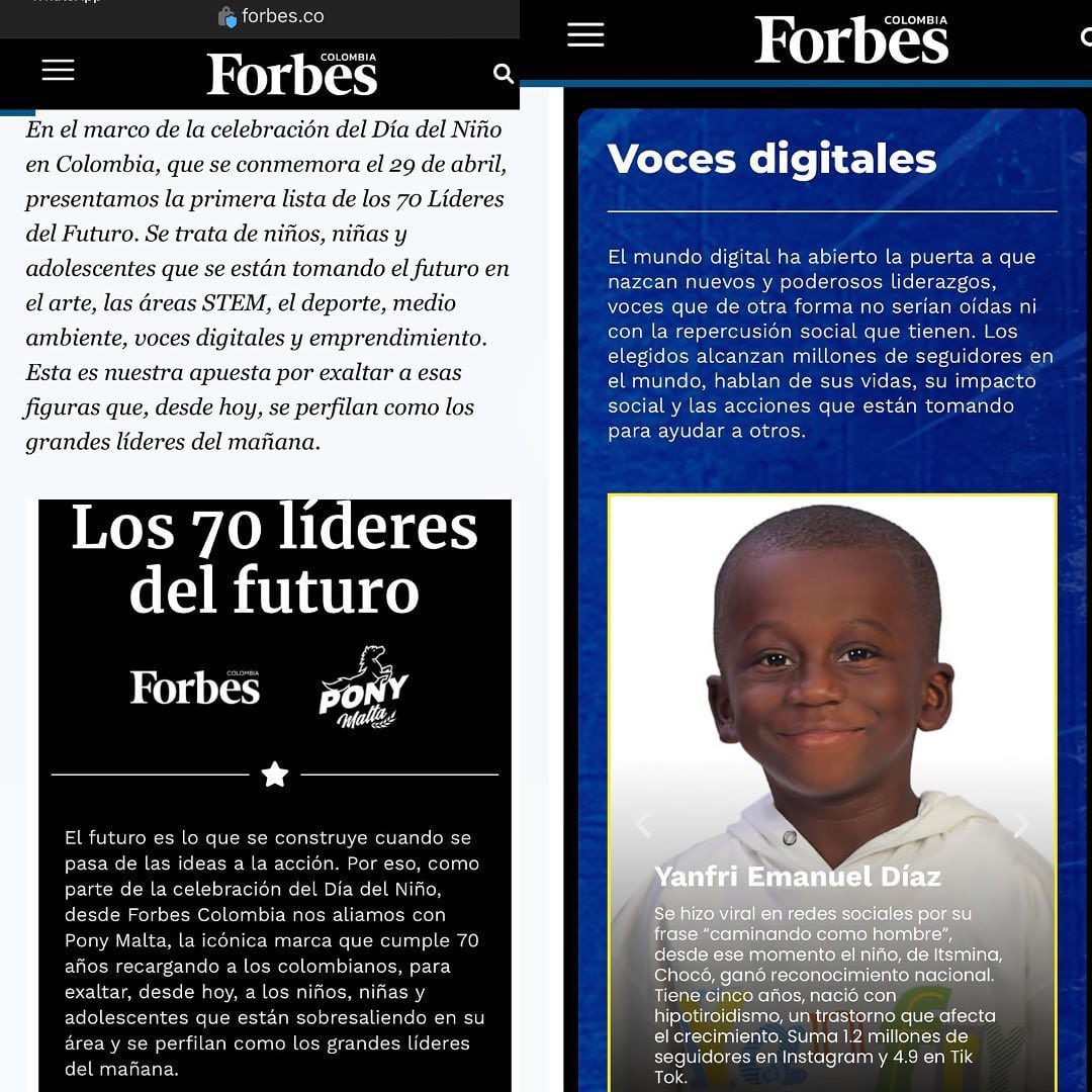 Así comunicó la cuenta de Yanfri en Instagram la noticia de la perfilación de Forbes./ Imagen @yanfryeltierno