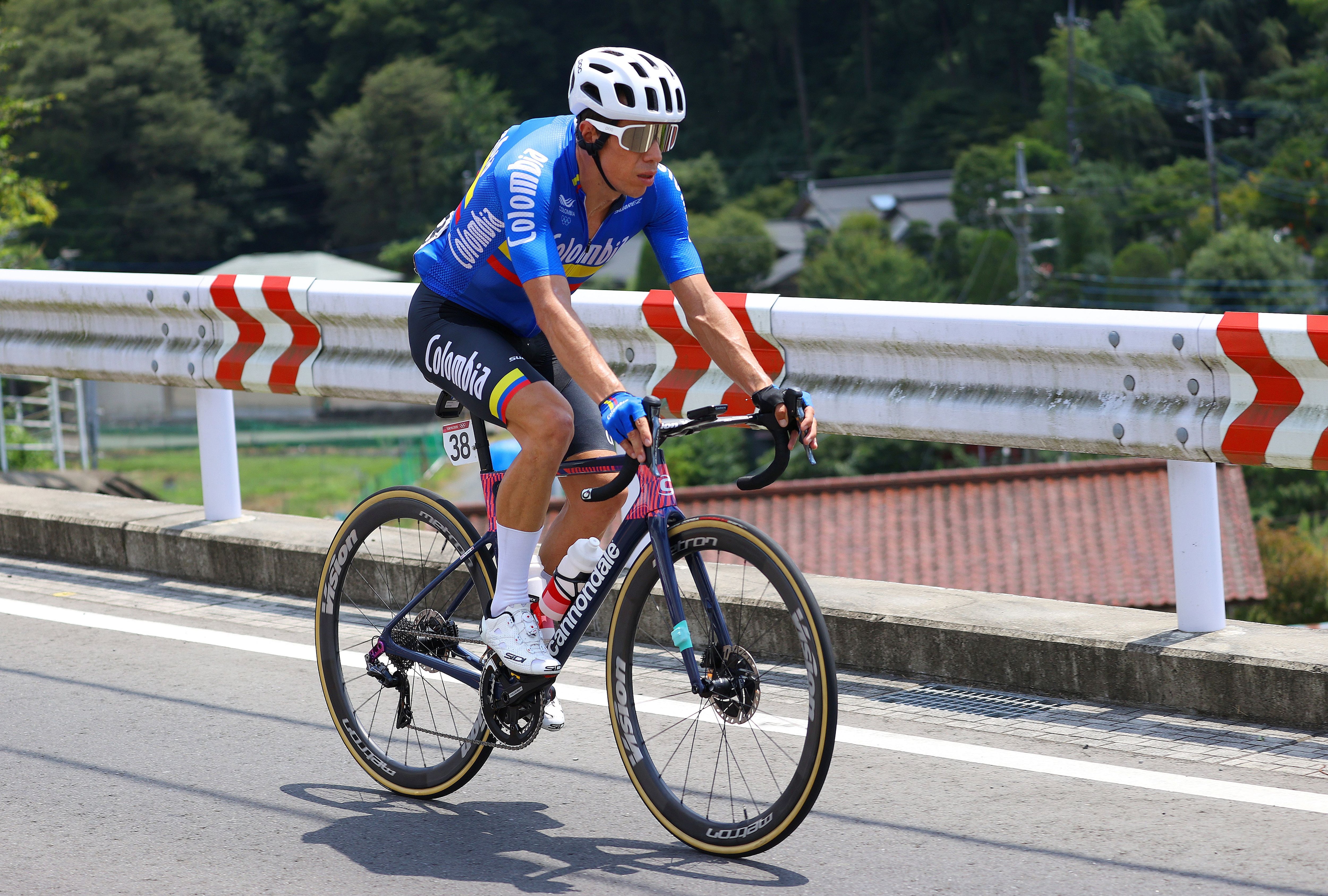 Tokyo 2020 Olympics - Cycling - Road - Men's Road Race - Final - Tokyo to Fuji International Speedway, Japan - July 24, 2021. Rigoberto Uran of Colombia in action during the Men's Road Race.  Pool via Reuters/Tim de Waele