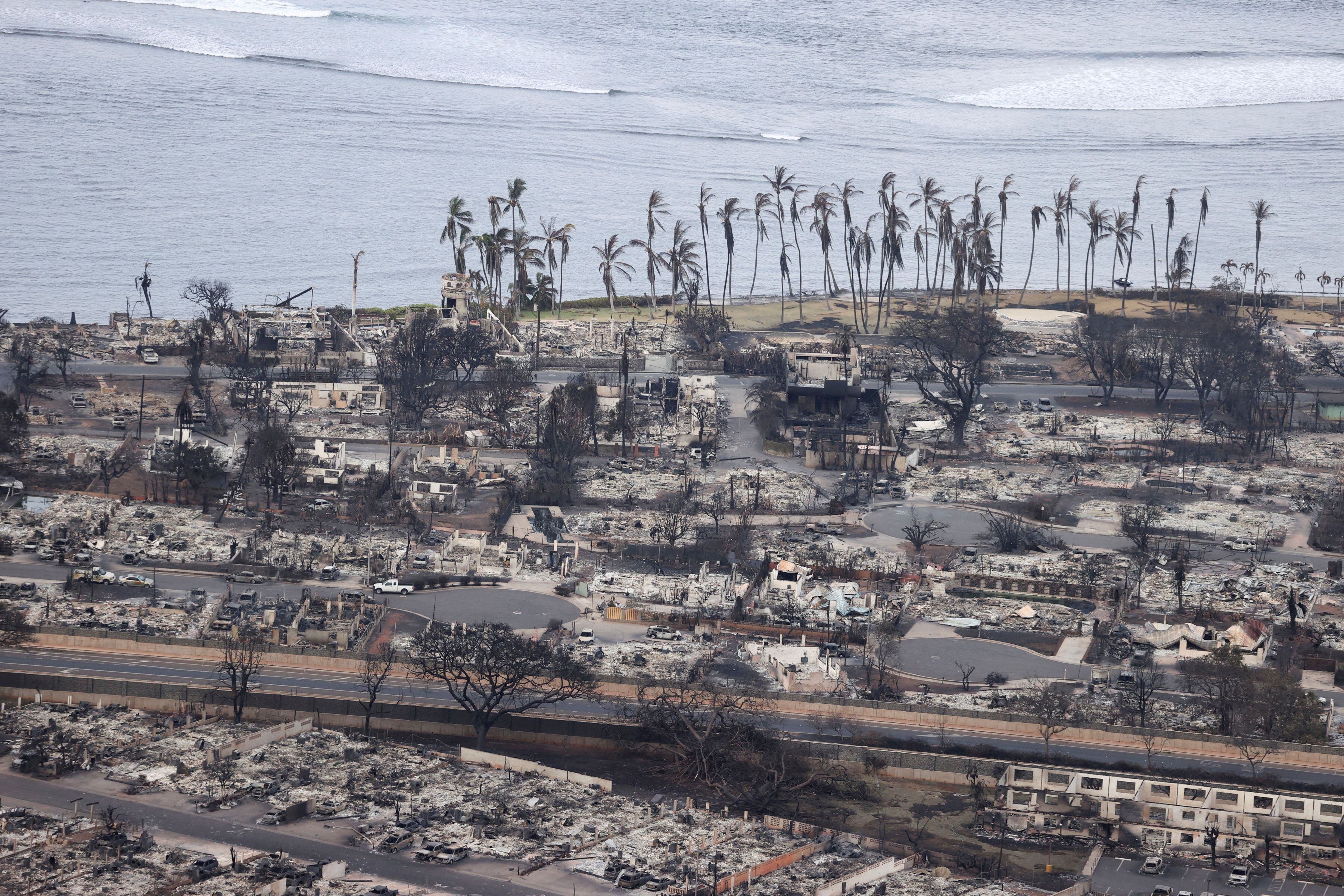 Vista aérea de la localidad de Lahaina tras el incendio (REUTERS/Marco Garcia)