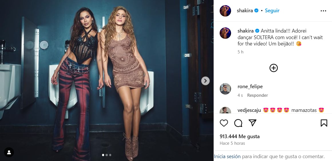 Shakira agradece a Anitta por bailar 