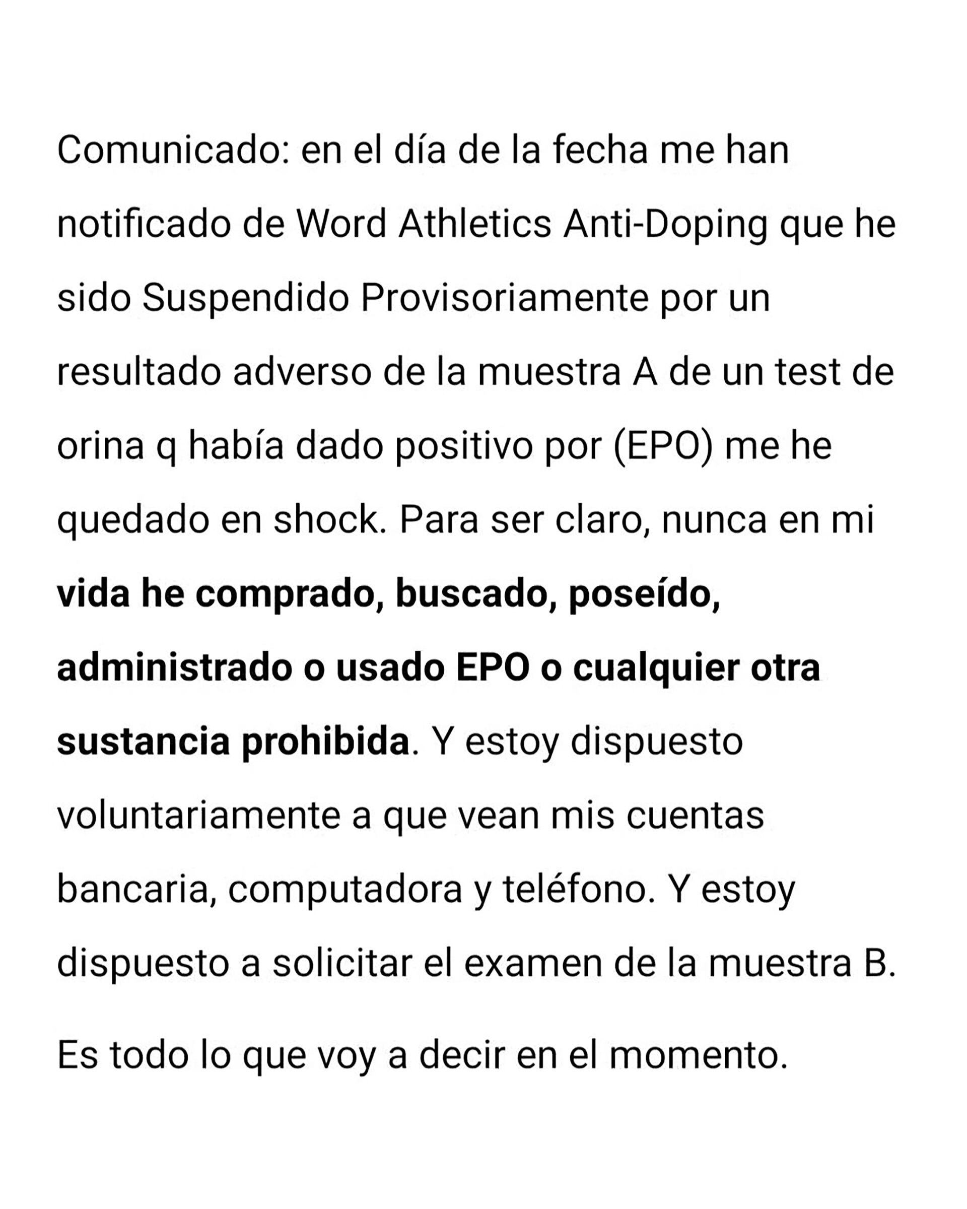 El comunicado de Federico Bruno