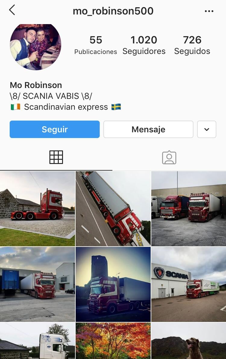 El perfil de Instagram de Robinson