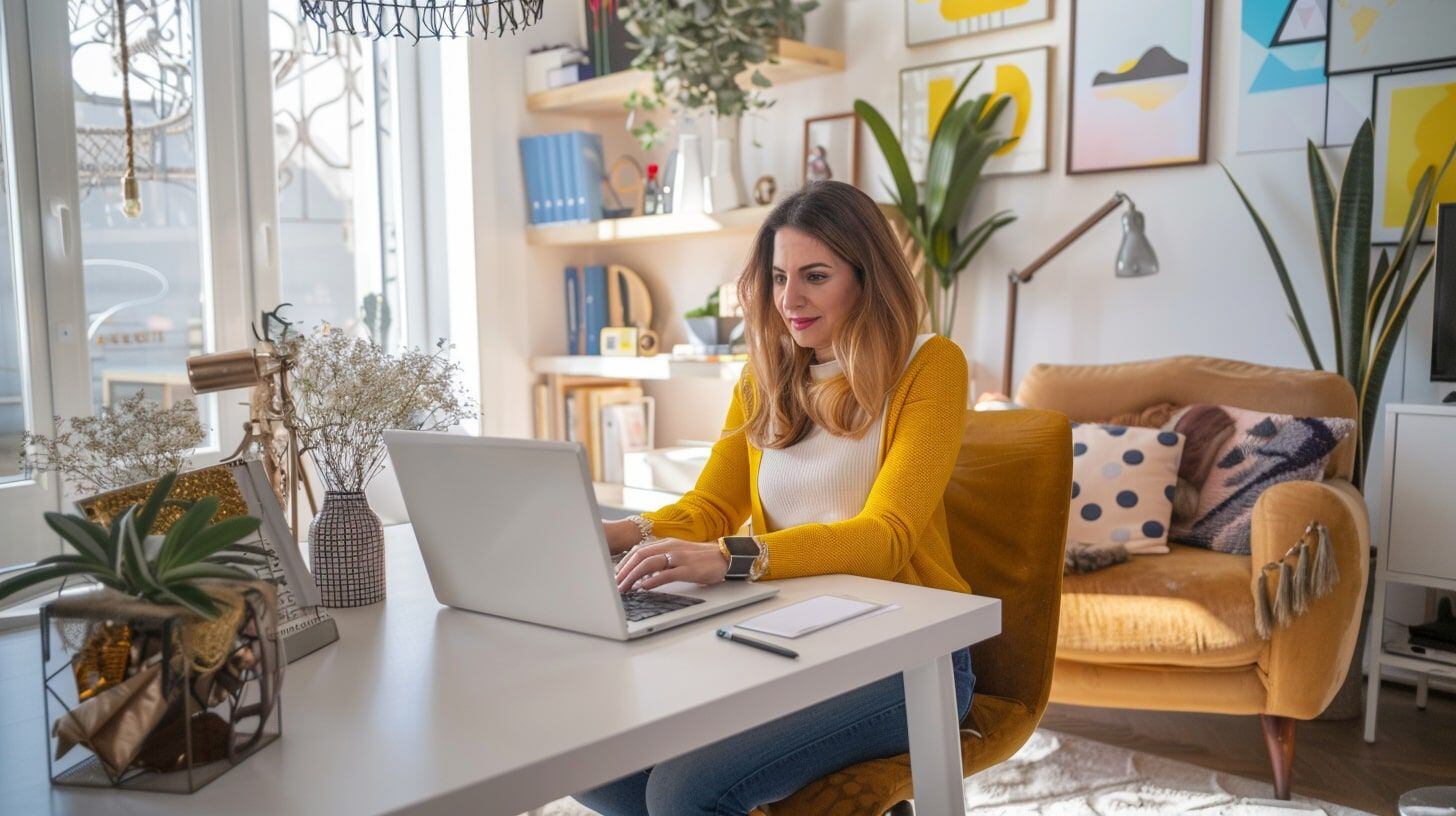 Mujer en teletrabajo, oficina en casa, productividad remota, espacio de trabajo doméstico, concentración laboral - (Imagen Ilustrativa Infobae)